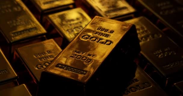 Złoto Cegły Złoty Bary Bogactwo Finansowe Bogata Gospodarka Biznes Pieniądze — Wideo stockowe