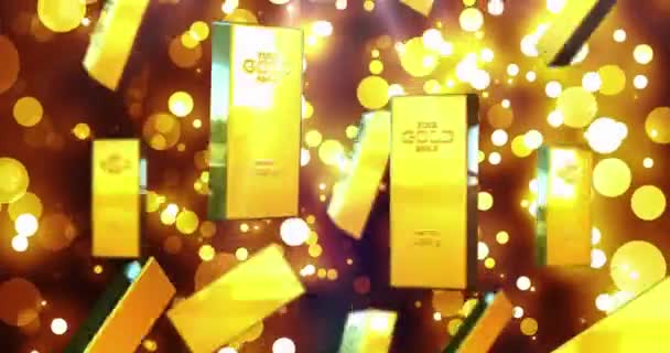 Kolekce Zlaté Cihly Spadl Zlaté Bloky Černém Pozadí — Stock video