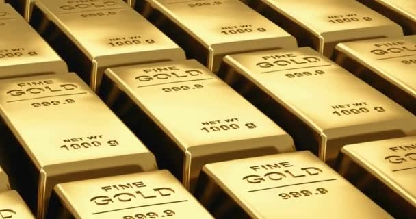 Στοίβα Χρυσού Fine Golden Bank Χρηματοδότηση Επενδύσεων Νομίσματος Για Την — Αρχείο Βίντεο