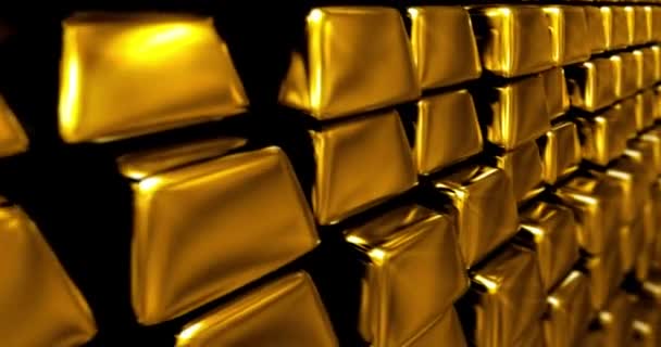 Pila Barras Oro Vista Cerca Metal Oro Fino — Vídeos de Stock