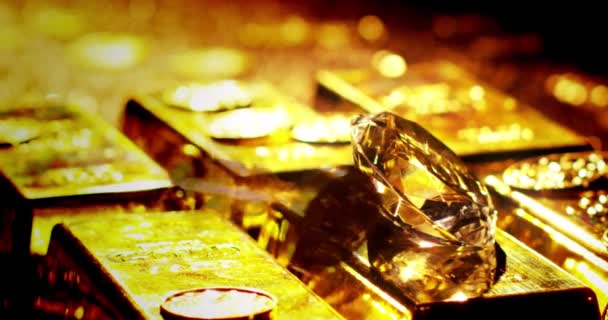 Barra Oro Diamante Oro Concepto Vídeo Para Negocios Bancos Finanzas — Vídeos de Stock
