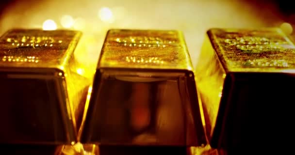 Goldene Riegel Bewegung Finanzieren Finanzwirtschaft Geld Gold Luxus Wachstumsbank — Stockvideo