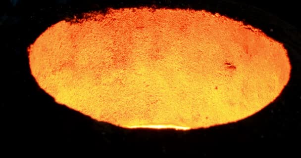Glowing Hot Steel Foundry Liquid Metal Factory Smelting Iron — Stock Video