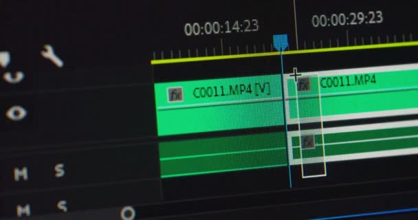Monitor Exibir Processo Edição Vídeo Filme Fazendo Indústria — Vídeo de Stock