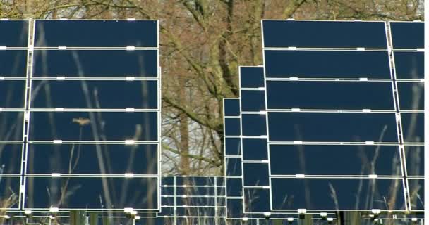 Energía Renovable Planta Energía Solar Paneles Solares Vista Aérea Paisaje — Vídeos de Stock