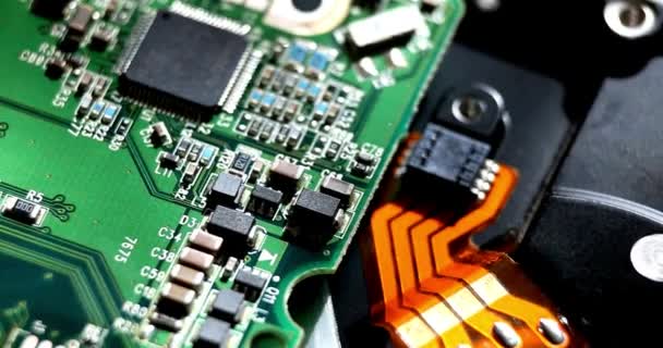 Computer Circuit Board Chip Hardware Macro View — Stock Video