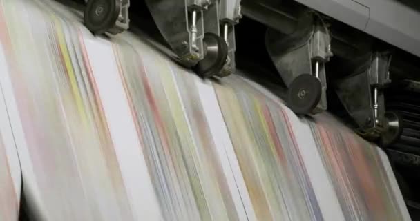 Factory Newspaper Press Industry Production Printing House Issue Close — Stock Video