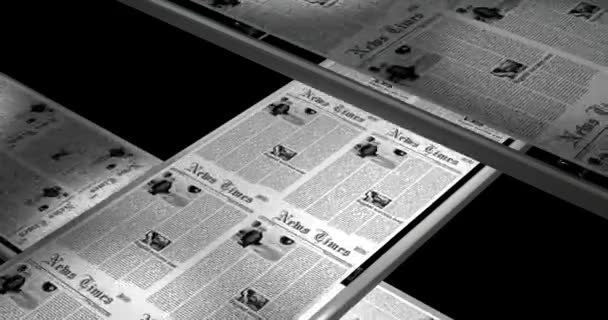 Jornal Fábrica Fabricação Mídia Imprensa Produção Impressora Texto — Vídeo de Stock