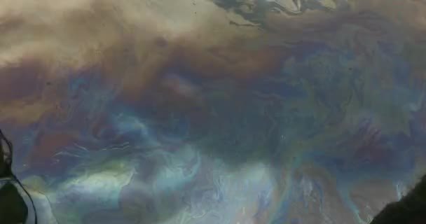 Ropná Skvrna Pláži Chemické Průmyslové Znečištění Vody Prostředí — Stock video