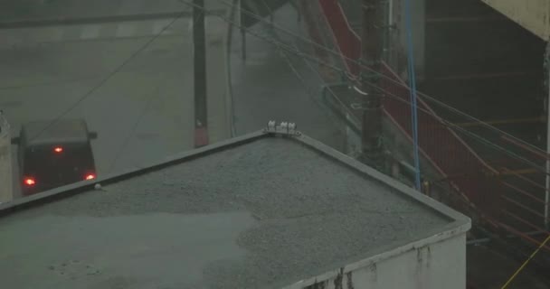 Метеорологическая Катастрофа Опасность Городе Азия Сильный Ветер Ураган — стоковое видео