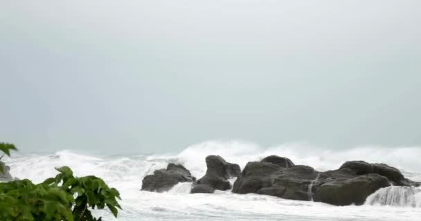 Grande Onda Tempestuosa Oceano Furacão Filipinas Tufão Goni Rolly Poderoso — Vídeo de Stock