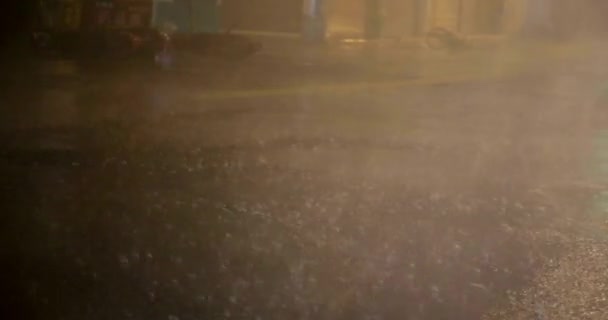 Дождь Ночной Улице Города Дожди Эстетические Красивые Темные Расслабляющие — стоковое видео