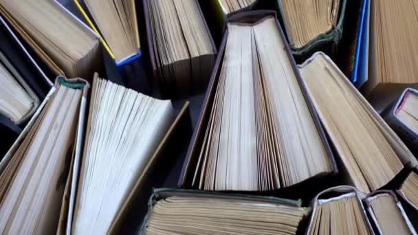 Libros Literatura Texto Archivo Top Ver Estanterías Sala Clase Fondo — Vídeos de Stock