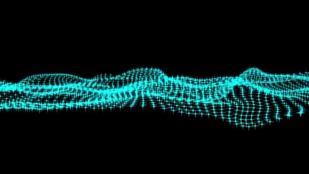 Soyut Mavi Menekşe Dijital Parçacık Dalgaları Teknolojisi Arkaplanı Fütürist Animasyon — Stok video