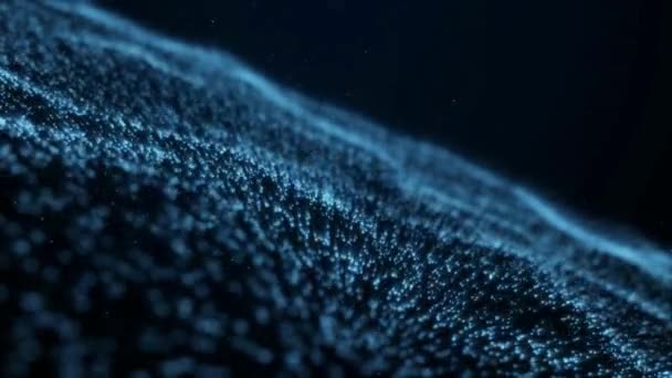 Fondo Partículas Digitales Abstracto Onda Futurista Puntos Líneas Tejido Azul — Vídeos de Stock