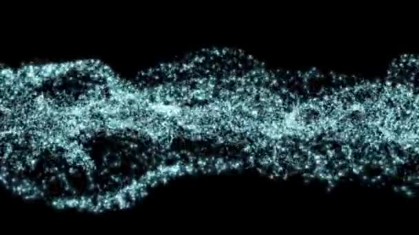 Fundo Partículas Digitais Abstrato Onda Futurista Pontos Linhas Tecelagem Azul — Vídeo de Stock