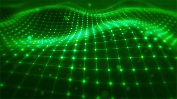 数字波效应漂亮的抽象粒子技术背景3D渲染充满活力的绿色彩色梯度设计元素 — 图库视频影像