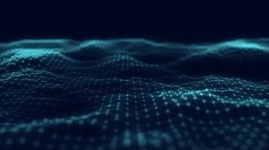 Soyut müzikten gelen ses dalgası mavi dalgalar salınımı fütüristik ses görselleştirme müzik teknolojisi örneği 4K UHD