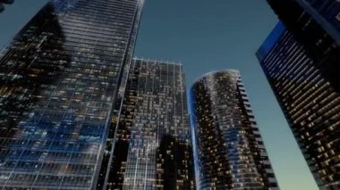 Gökdelen Şehir Gökyüzü Şehir Manzarası Gece Fütüristik Modern Mimari Ekonomik Büyüme Konsepti