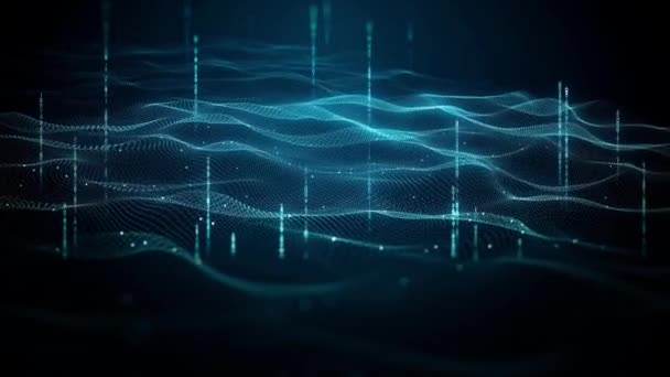 Animation Digitaler Wellenfluss Universum Der Technologie Teilchenfeld Dynamischer Hintergrund Leuchteffekt — Stockvideo