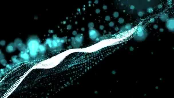Paisaje Digital Abstracto Con Partículas Que Fluyen Pequeñas Partículas Danza — Vídeos de Stock