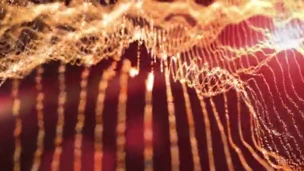 Abstrakte Technologie Hintergrund Rot Und Gelb Digitale Teilchenwellen Licht Konzept — Stockvideo