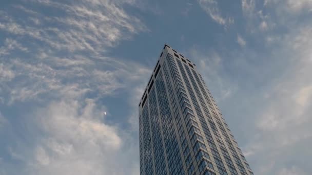 Σύγχρονα Κτίρια Πύργων Ουρανοξύστες Στην Οικονομική Περιοχή Ηπα Κατασκευαστική Βιομηχανία — Αρχείο Βίντεο