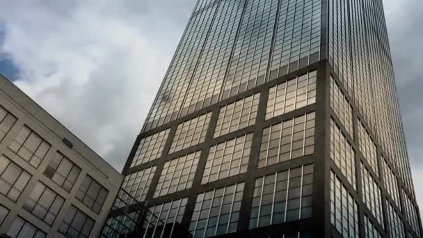 Windows Skyscraper Business Office Företagsbyggnad Staden Med Blå Himmel Koncept — Stockvideo