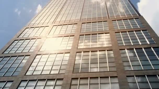 Vensters Van Skyscraper Business Office Bedrijfsgebouw Stad Met Blue Sky — Stockvideo