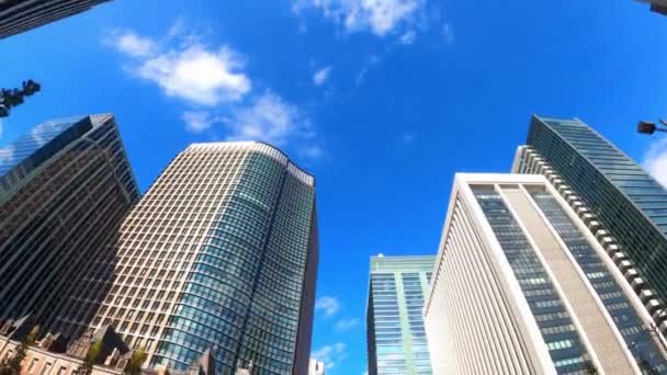 Arranha Céus Edifícios Cidade Moderna Olhando Para Cima Alto Vidro — Vídeo de Stock