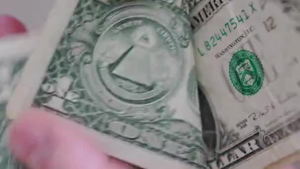 Dłoń Dolar Liczą Banknoty Kasy Waluta Wykrywacz Liczący Gotówkę Banku — Wideo stockowe