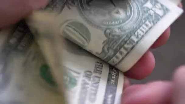 Billetes Mano Dólar Del Contador Dinero Moneda Detector Contando Efectivo — Vídeos de Stock
