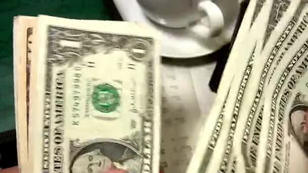 Billetes Dólar Máquina Contadora Dinero Moneda Conteo Detectores Banco Equipo — Vídeo de stock