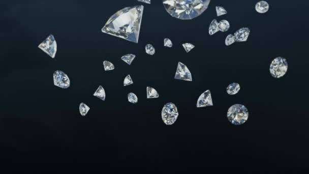 Mooie Bokeh Diamanten Vallen Lus Kristal Realistische Diamant Close Textuur — Stockvideo