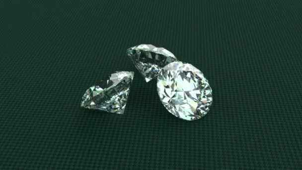 Snurrande Gnistrande Runda Cut Diamond Makro Skott Pärlor Och Diamanter — Stockvideo