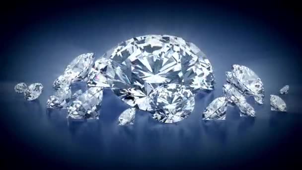 Διαμάντι Μαύρο Φόντο Κάμερα Διαφάνειες Αργά Πάνω Από Διαμάντια Κρύσταλλα — Αρχείο Βίντεο