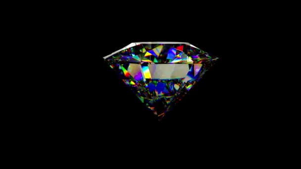 Diamant Närbild Isolerad Svart Bakgrund Vackra Stora Kristallklara Lysande Runda — Stockvideo