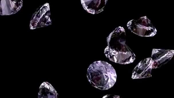 Schöne Bokeh Diamanten Fallen Schleife Kristall Realistische Diamant Nahaufnahme Textur — Stockvideo
