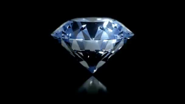 Diamant Aproape Izolat Fundal Negru Frumos Cristal Mare Clar Stralucitor — Videoclip de stoc