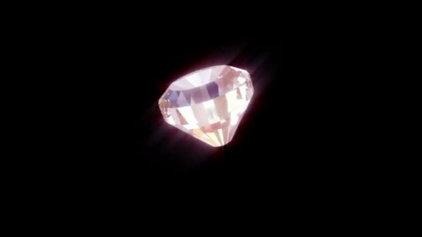 スピニングスパークリングラウンドカットブラックを背景にスローモーションで回転する宝石やダイヤモンドのマクロショット — ストック動画