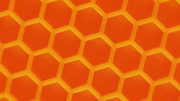 Технологический Фон Шестиугольников Широкоугольный Макро Снимок Воска Медовых Сот Абстрактный — стоковое видео