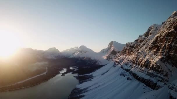 Stunning Aerial Mountain Ridge Mountains Alps Snow Rocky Summit Destination — Stock Video