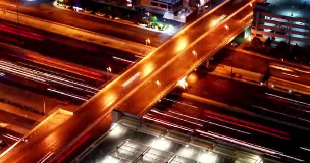 Centro Traffico Strada Incrocio Overpass Notte Rush Hour Traffic City — Video Stock