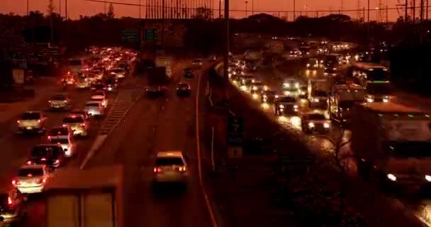 Coches Movimiento Carretera Lapso Tiempo Del Tráfico Autopista Hora Punta — Vídeos de Stock