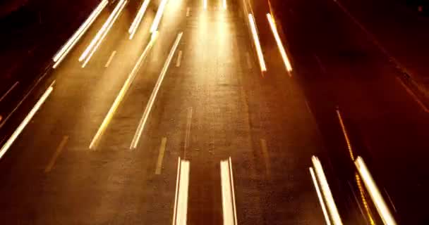 Crocevia Alto Traffico Time Lapse Città Semaforo Notturno Strada Bivio — Video Stock