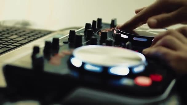 Mixer Player Tutup Kontrol Konsol Suara Disko Kontrol Musik Konsol — Stok Video