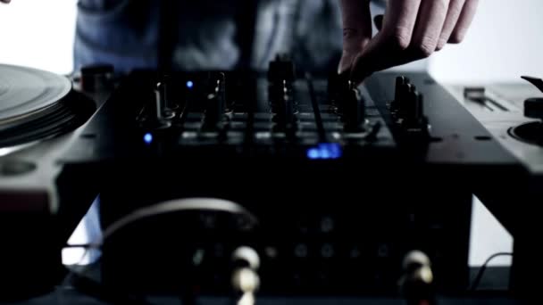 Mixer Table Night Club Edm Working Underground Rave Pressing Buttons — Stock Video