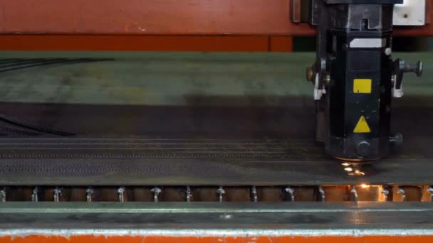 Cnc Laser Skärning Metall Modern Industriteknik Närbild Djup Fältet Industri — Stockvideo