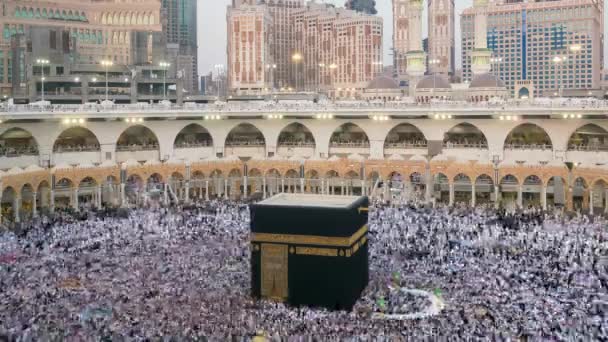 Moslimpelgrims Cirkelen Overdag Rond Heilige Kaaba Tijdens Het Hadj Seizoen — Stockvideo