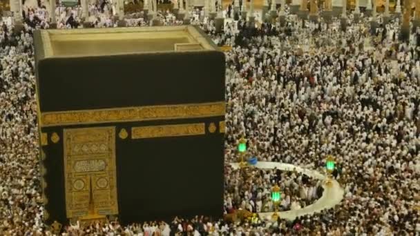 Muslimska Pilgrimer Kaaba Masjid Haram Mecka Saudiarabien Makkah Kaaba Hajj — Stockvideo